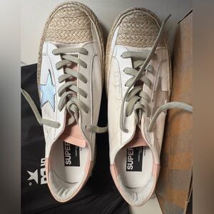 Golden Goose Size 40 white/pink leather espadrilles